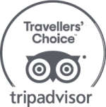 The image depicts the "Travelers' Choice" award logo from TripAdvisor, featuring an owl icon within a circular design, and the TripAdvisor name below.